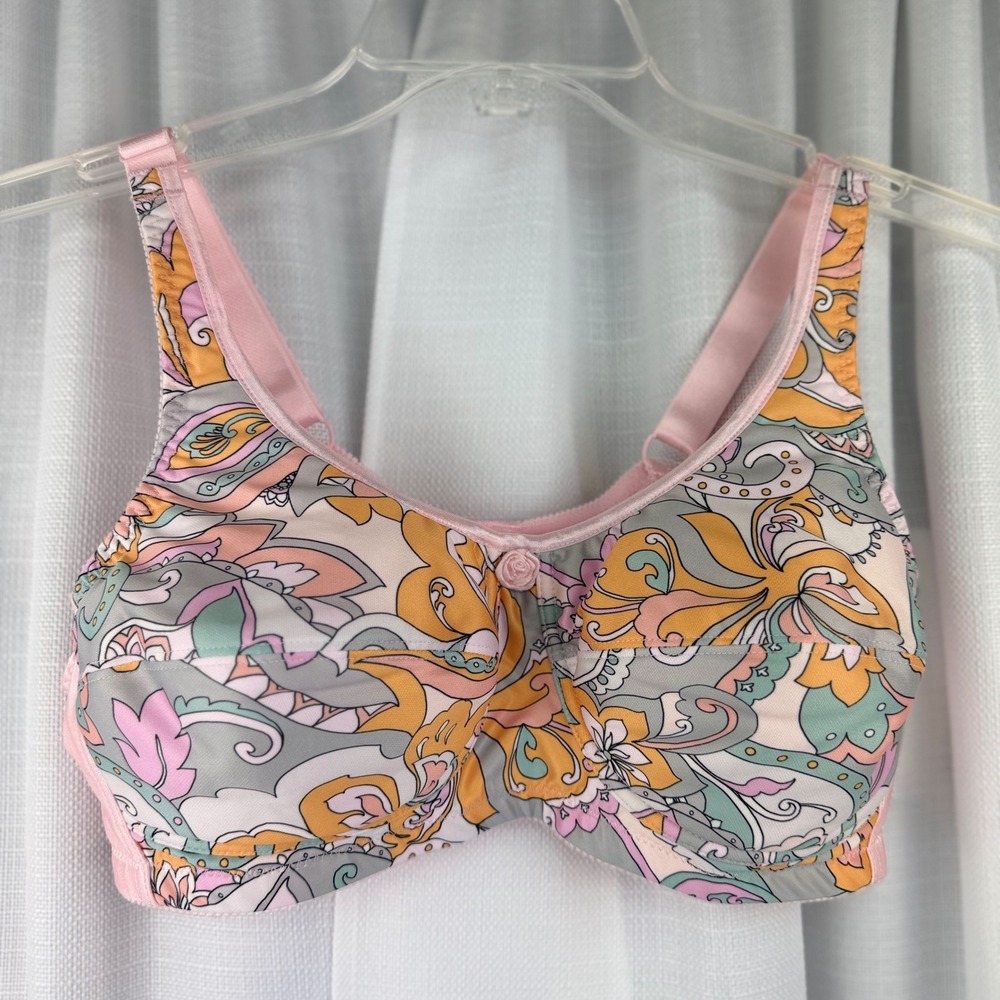 ABC American Breast Care 103 Mastectomy Bra Coral Paisley Pink 42B NWT